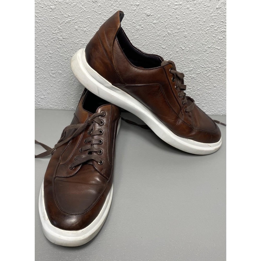 Marc Nolan Leather Shoes Men's Size 13 Lace-up Sneakers Brown Declan